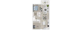 1 bed 1 bath A4 floor plan at Metropolitan at the Riverwalk, Wilmington North Carolina
