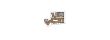 A floor plan of a home with a kitchen, living room, and bedrooms.