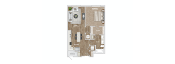 1 bed 1 bath A5 Floor Plan at Preston Ridge, Cary, 27513
