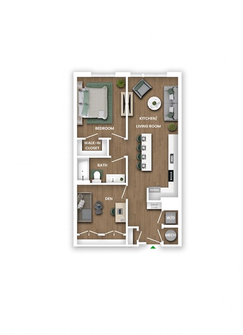 A floor plan of a house with a living room, dining room, kitchen, and bedrooms.
