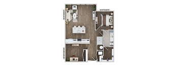 1 bedroom 1 bath A6AD Floor Plan at The Sully, Chantilly, 20151
