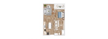 A8A Floor Plan at Hawkins Press Apartments, Charlotte, NC, 28203