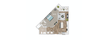 a floor plan of a home with a bedroom and a living room