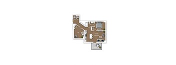 A floor plan of a house with a terrace.