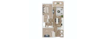 1 bed 1 bath AD1 Floor Plan at Preston Ridge, Cary