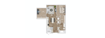 1 bed 1 bath AD2 Floor Plan at Preston Ridge, North Carolina
