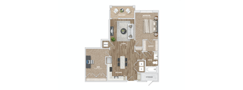 1 bed 1 bath AD3-1 Floor Plan at Preston Ridge, North Carolina