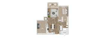 1 bed 1 bath AD3 Floor Plan at Preston Ridge, Cary