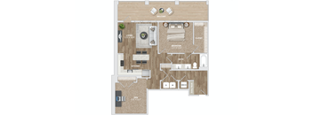 1 bed 1 bath AD5 Floor Plan at Preston Ridge, North Carolina