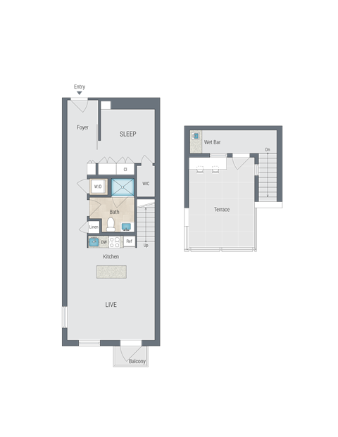 a plan of two floor plans of a house