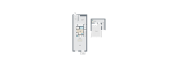 1 bed 1 bath O a plan of two floor plans of a house at Reed Row, Washington DC