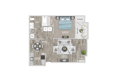 bedroom floor plan | the cortez | apartment homes in cortez, ca | brook at St. Andrews Reserve, Wilmington, NC