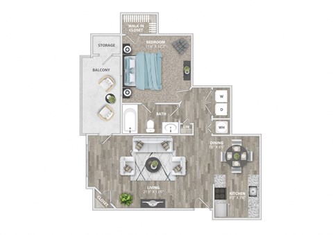 a 2 bedroom floor plan | apartments in garland tx at St. Andrews Reserve, Wilmington, NC