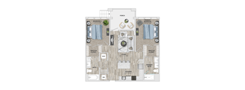 2 bed 2 bath B1.1 Floor Plan at Metropolitan at the Riverwalk, Wilmington, 28401