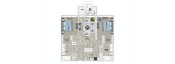 2 bed 2 bath B1.2 Floor Plan  at Metropolitan at the Riverwalk, Wilmington North Carolina