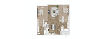 2 bed 2 bath B1-2 Floor Plan at Preston Ridge, North Carolina