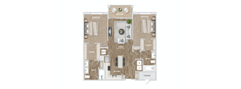 2 bed 2 bath B1-3 Floor Plan at Preston Ridge, Cary