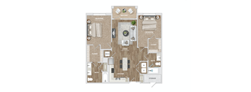 2 bed 2 bath B1-ANSI Floor Plan at Preston Ridge, North Carolina