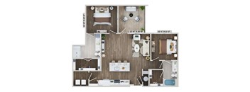 2 bed 2 bath B12B Floor Plan at The Sully, Virginia