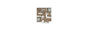 A floor plan of a house with a living room, dining room, kitchen, and bedrooms.