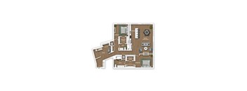 A floor plan of a house with a kitchen, living room, dining room, and bathrooms.