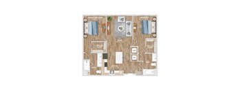B1B Floor Plan at Hawkins Press Apartments, Charlotte