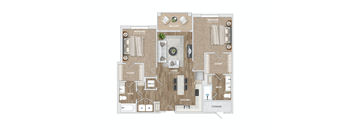 2 bed 2 bath B2 Floor Plan  at Preston Ridge, Cary
