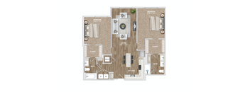 2 bed 2 bath B2-2 Floor Plan at Preston Ridge, Cary