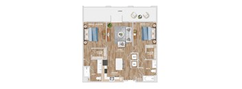 B2B Floor Plan at Hawkins Press Apartments, Charlotte, NC, 28203