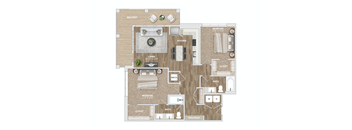 2 bed 2 bath B3 Floor Plan at Preston Ridge, Cary, 27513