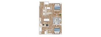 B3B Floor Plan at Hawkins Press Apartments, North Carolina
