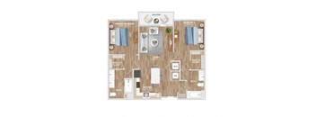 B5B Floor Plan at Hawkins Press Apartments, Charlotte, North Carolina