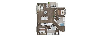 2 bed 2 bath B6B Floor Plan at The Sully, Chantilly, VA