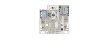 2 bed 2 bath B7 Floor Plan at Metropolitan at the Riverwalk, Wilmington, NC 28401