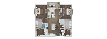 2 bed 2 bath B7B Floor Plan at The Sully, Chantilly, 20151