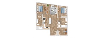 B7D Floor Plan at Hawkins Press Apartments, North Carolina, 28203