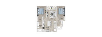 2 bed 2 bath B8 Floor Plan at Metropolitan at the Riverwalk, Wilmington, NC