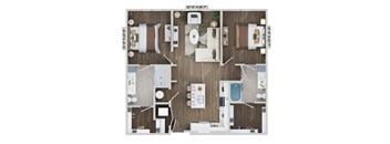 2 bed 2 bath B9B Floor Plan at The Sully, Chantilly, 20151