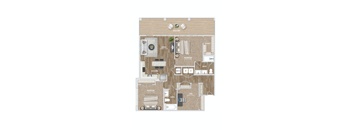 2 bed 2 bath BD2-2 Floor Plan at Preston Ridge, North Carolina