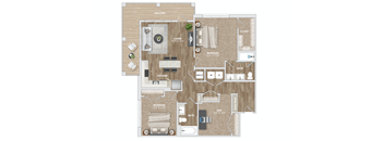 2 bed 2 bath BD2 Floor Plan at Preston Ridge, North Carolina