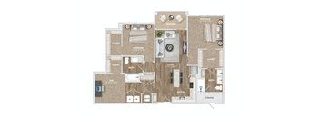 2 bed 2 bath BD3 Floor Plan at Preston Ridge, Cary