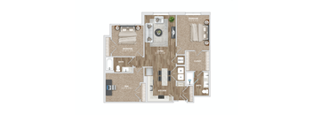 2 bed 2 bath BD4 Floor Plan at Preston Ridge, North Carolina