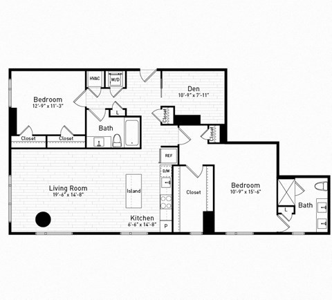 bedroom floor plan | the madison at ballston station at The Boro, Tysons, VA