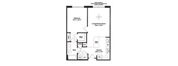 1 bed 1 bath A4a Floor Plan at 800 Carlyle, Alexandria