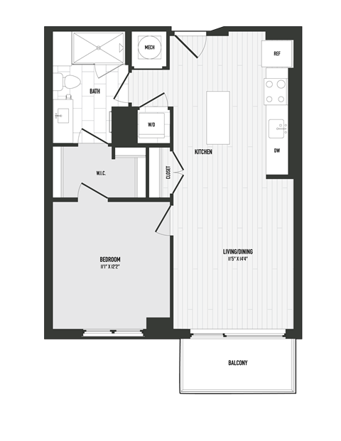 A08 Floor Plan at Coda at Bryant Street, Washington, 20002