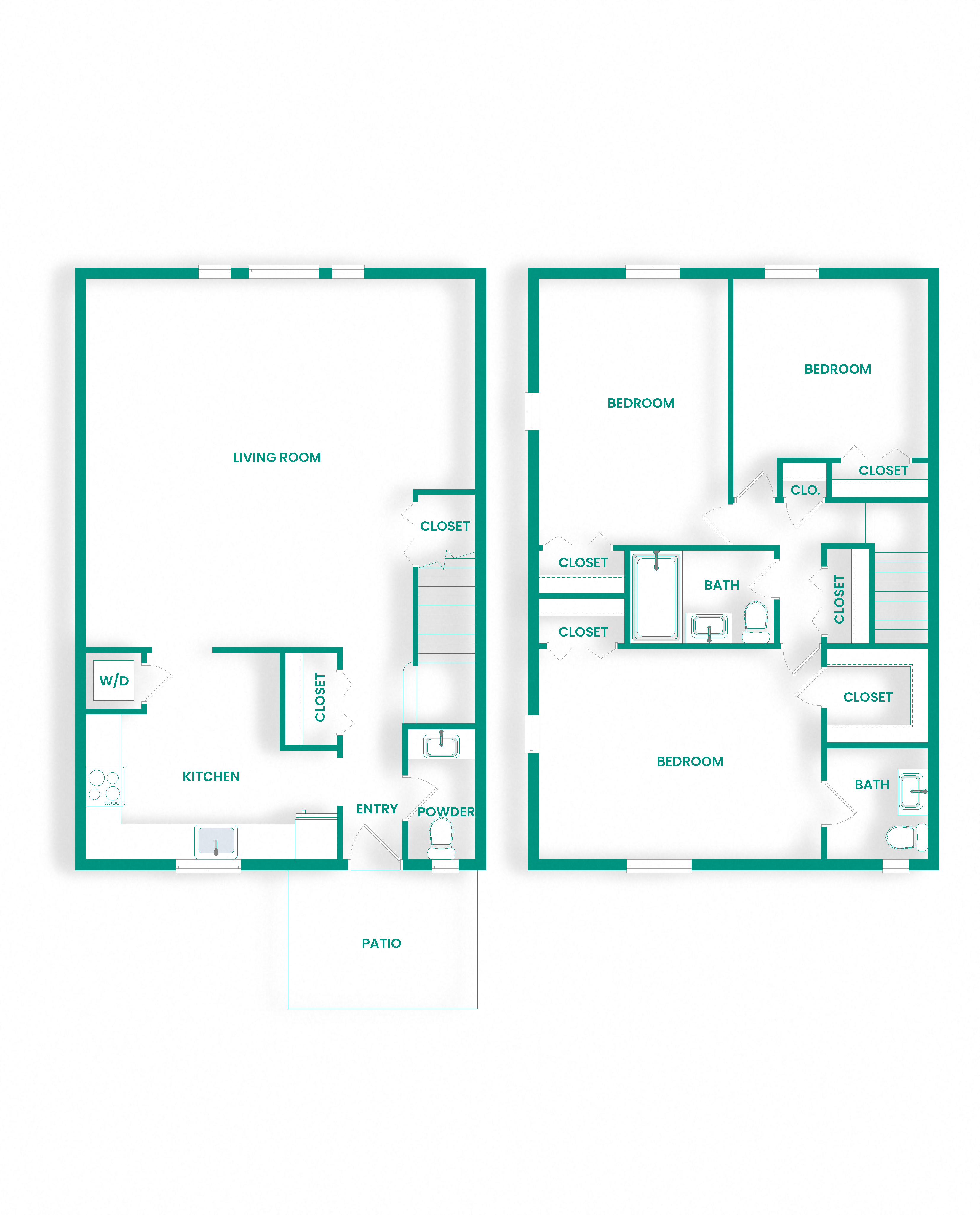CTH1 Townhome Floor Plan at Amberleigh Apartments in Fairfax, VA