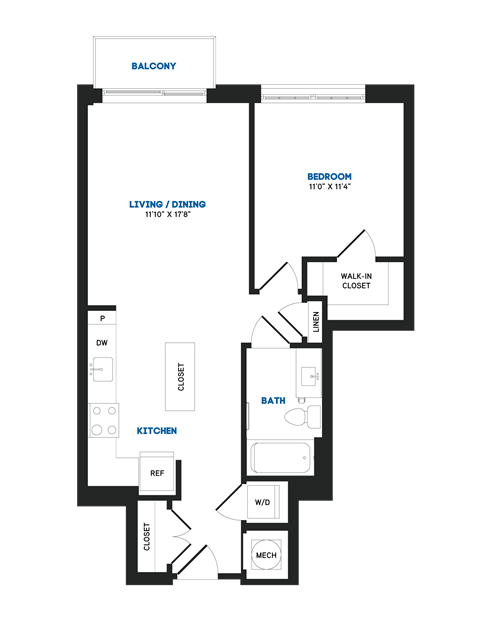 A11A Floor Plan at The Chase at Bryant Street, Washington, 20002