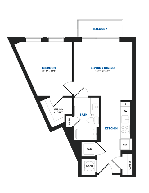 A13 Floor Plan at The Chase at Bryant Street, Washington, DC, 20002