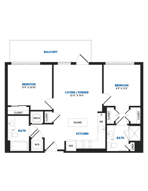 C12PH Floor Plan at The Chase at Bryant Street, Washington, 20002