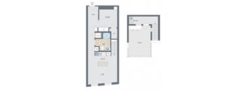 a floor plan of a house with a bedroom and a living room